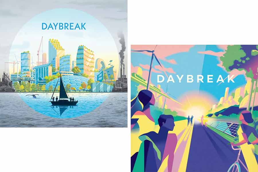 Zwei Coverentwürfe des Originals Daybreak - Fotos CMYK