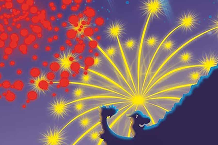 Feuerwerksspiel Hanabi - Ausschnitt der Titel-Illustration - Foto von Abacusspiele